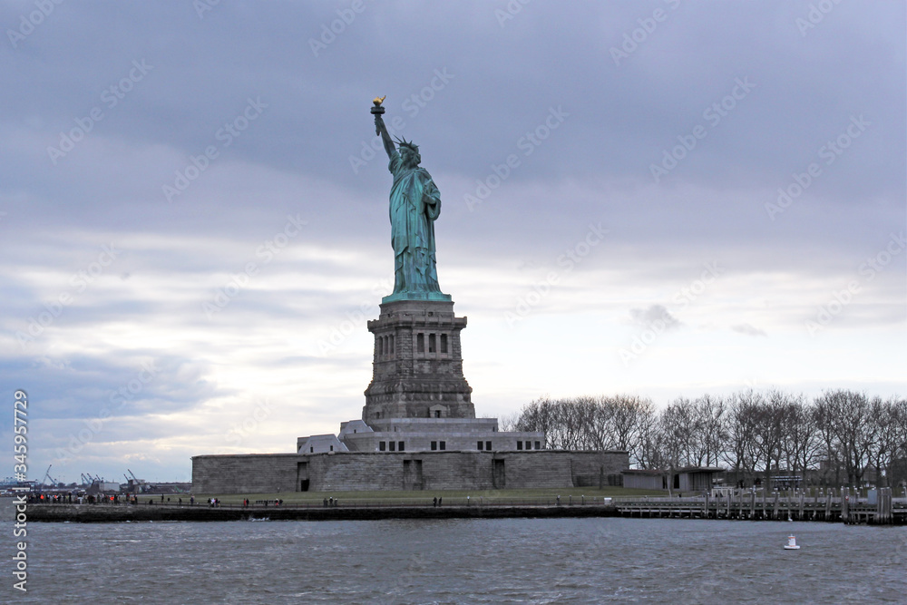 Statue of liberty in New York, Manhattan, US travel - stock photo