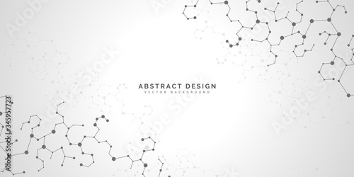 Abstract polygonal background with connecting dots and lines.Molecular structure with particles.  Vector technology background.Global network connection. Печать