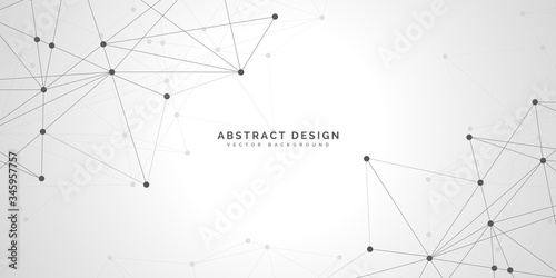 Abstract polygonal background with connecting dots and lines.Molecular structure with particles.  Vector technology background.Global network connection. Печать