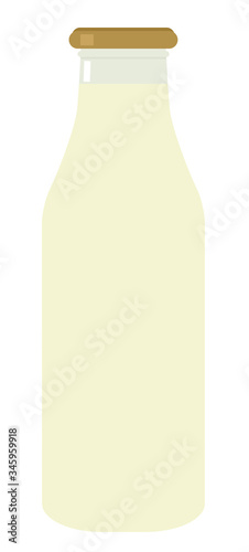 Milk bottle Flat vector illustration Organic farm shop or market
