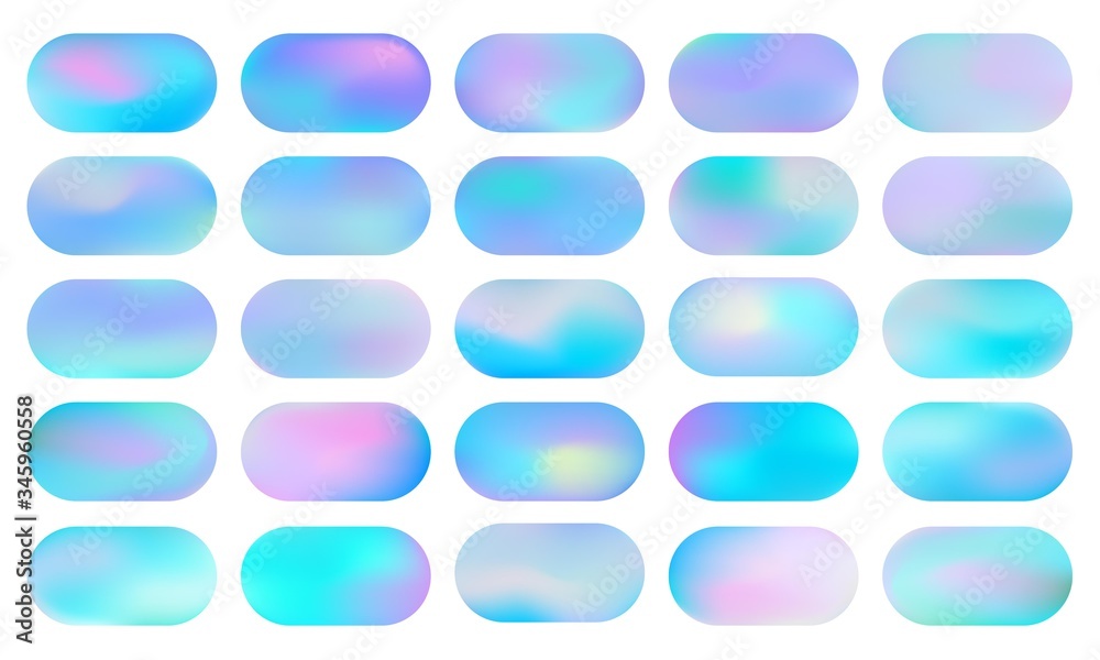 Holographic button set. Soft blurry neon gradient vivid color backgrounds collection Holographic button set. Soft blurry neon gradient vivid color backgrounds collection