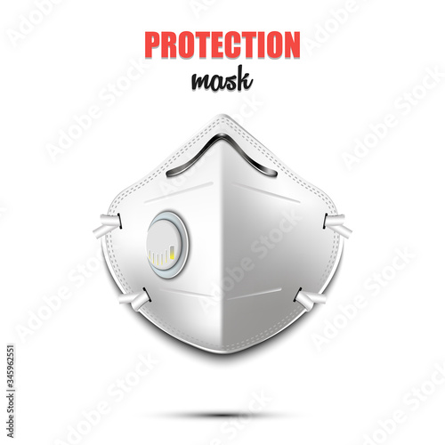Protection antiviral mask. Breathing respiratory mask on isolated background. Used during coronavirus covid-19 outbreak prevention. Vector illustration