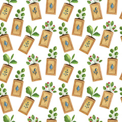 Keuken achterwand Planten in pot patronen Vrolijke planten in potten compositie  © Victoria