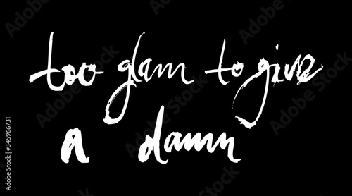 Motivational inscription too glam to give a damn. Color vector illustration. Can be used in social networks, for articles, publications, postcards, print, poster, sticker, on a T-shirt.