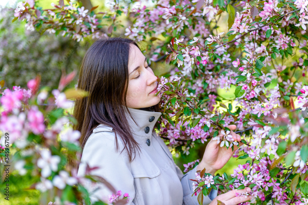 beautiful girl in Apple blossom beautiful girl in Apple blossom
