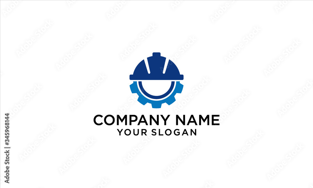 combination of construction helmets and gear logo design combination of construction helmets and gear logo design