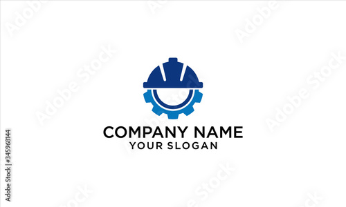 combination of construction helmets and gear logo design