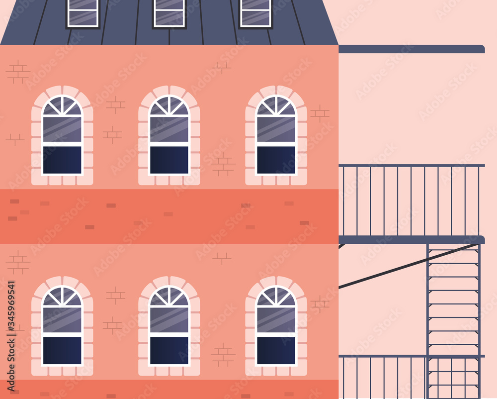 Fototapeta premium Windows outside orange building vector design