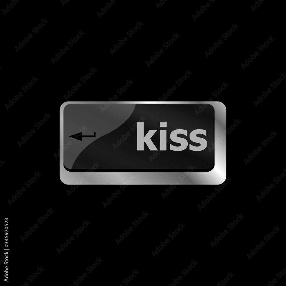 Key with the word kiss on it, on a computer keyboard Key with the word kiss on it, on a computer keyboard