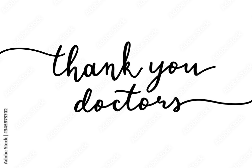 thank you doctors vector lettering on white