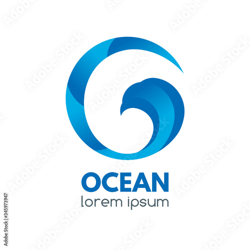 Logo badge with ocean wave in a circular shape.