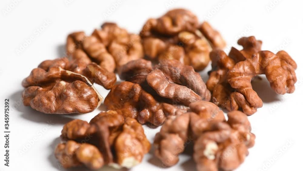 walnut close-up on white background rotation