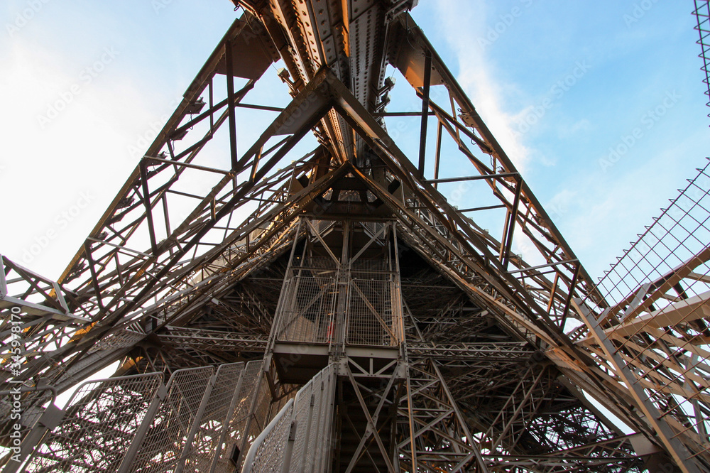 View from beneath the Eiffel Tower