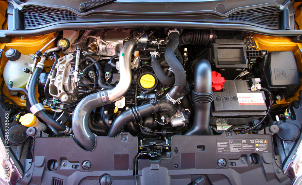 Fototapeta premium Messy and compact engine bay