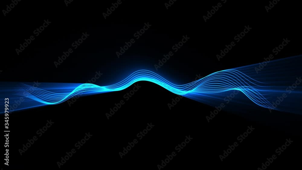Seamless loop futuristic shiny blue lines wave digital technology background - modern technology abstract background
