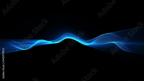 Seamless loop futuristic shiny blue lines wave digital technology background - modern technology abstract background