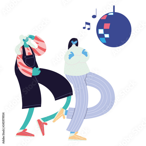 women listening music and dancing