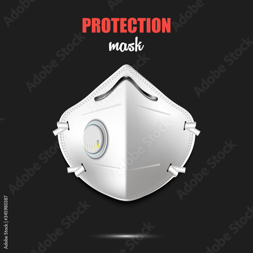 Protection antiviral mask. Breathing respiratory mask on isolated background. Used during coronavirus covid-19 outbreak prevention. Vector illustration