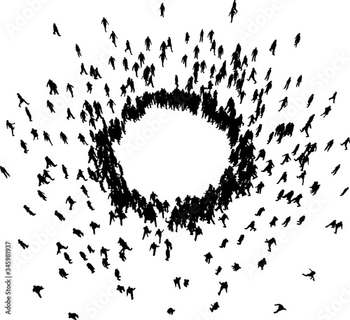 People crowd in circle shape. Society concept. Vector illustration of various people in the circle. 
