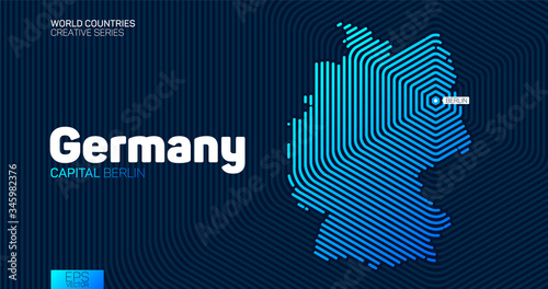 Abstract map of Germany with hexagon lines