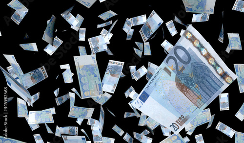 Fondo perduto. Piovono banconote da 20€. photo