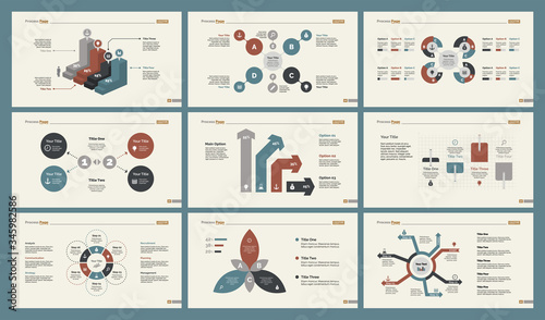 Infographic design set can be used for workflow layout, diagram, annual report, presentation, web design. Business and research concept with process, percentage, bar charts and mind maps.