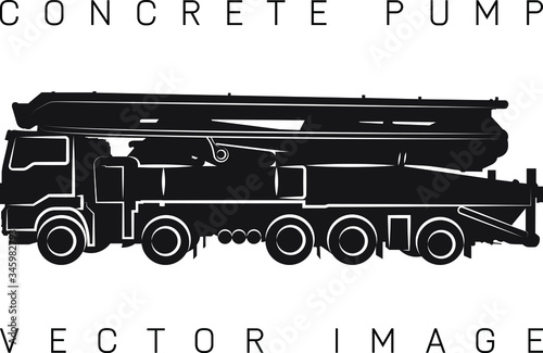 Concrete pump, stylized image, contour of the machine