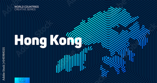 Abstract map of Hong Kong with hexagon lines