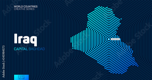 Abstract map of Iraq with hexagon lines