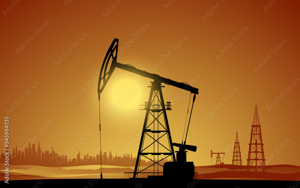 Oil rigs. Oil production. Vector