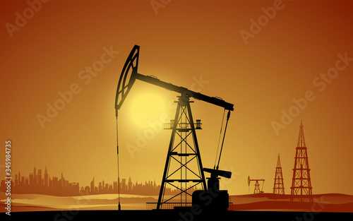 Oil rigs. Oil production. Vector