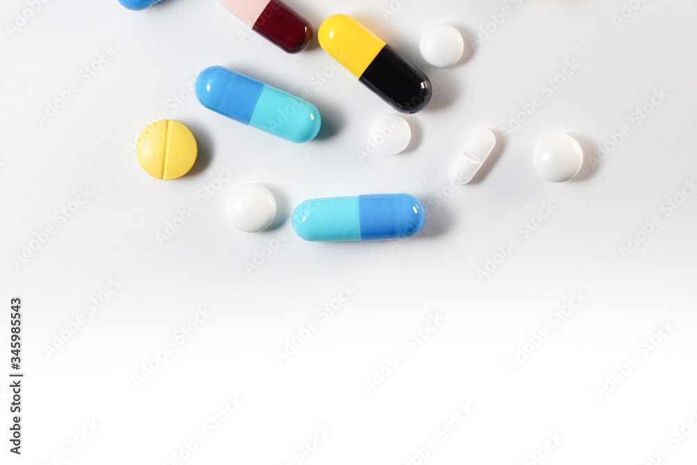 Close up Many Drug tablet on white background Close up Many Drug tablet on white background
