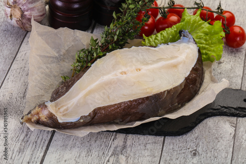 Raw wolffish steak