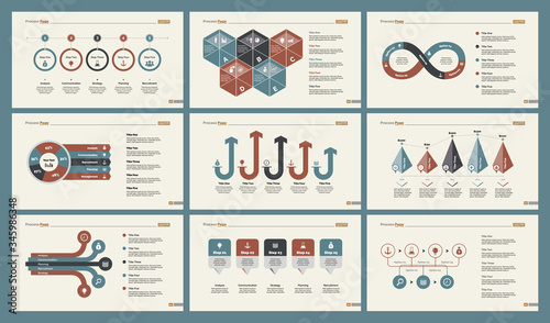 Infographic design set can be used for workflow layout, diagram, annual report, presentation, web design. Business and accounting concept with process, percentage, timing and bar charts.