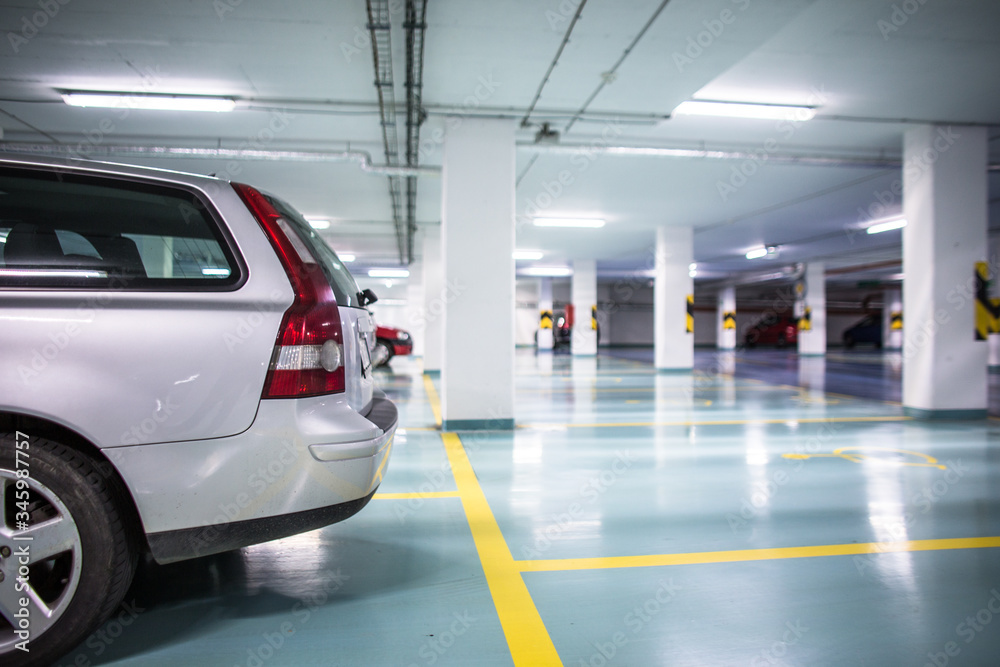 Underground parking/garage (shallow DOF; color toned image) Underground parking/garage (shallow DOF; color toned image)
