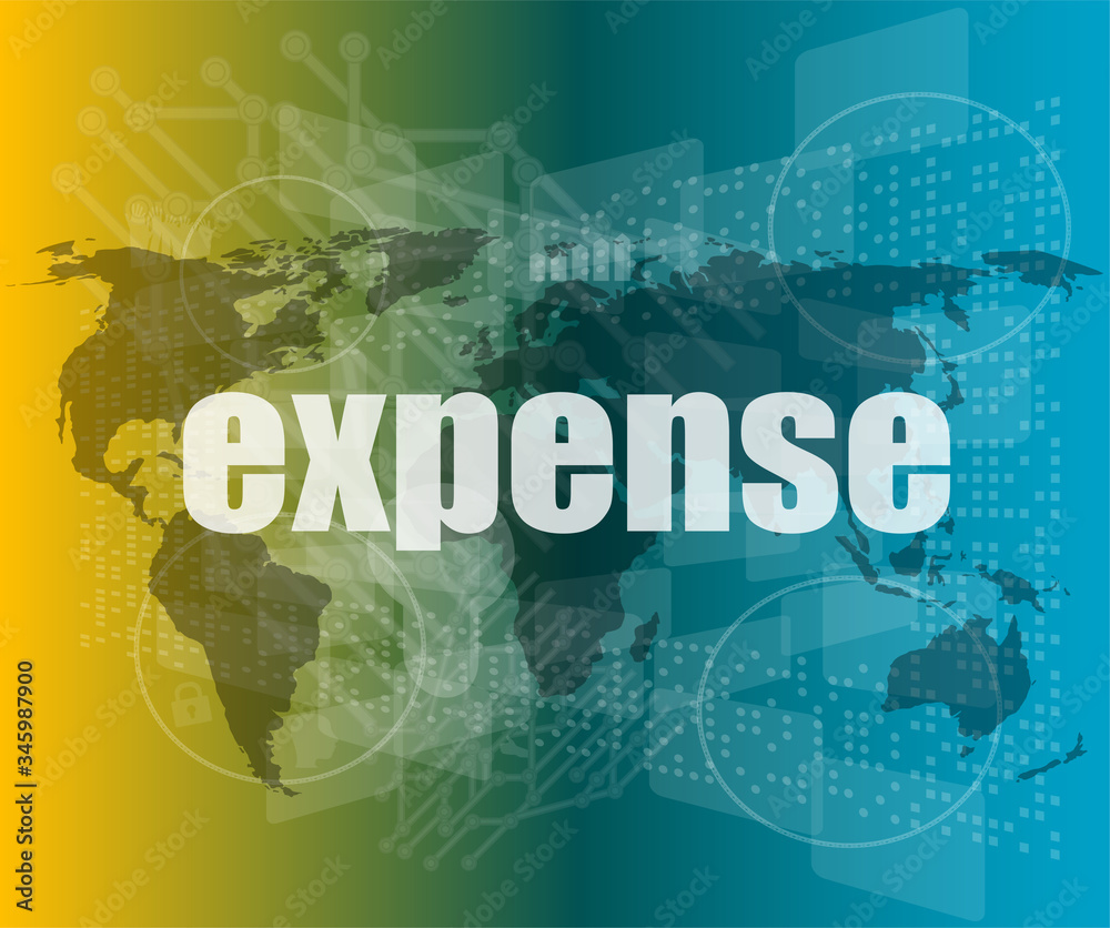 word expense on digital screen, business concept