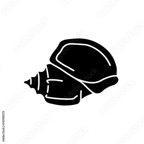 Triton trumpet shell black glyph icon. Large exotic seashell, conchology silhouette symbol on white space. Charonia tritonis. Empty molluscan animal, gastropod conch vector isolated illustrations