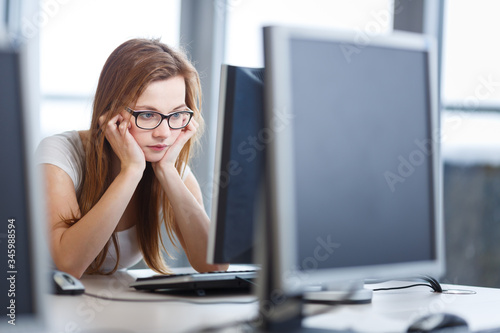 Billede på lærred accountant, attractive, beautiful, blogging, bookkeeper, boss, browsing, busines