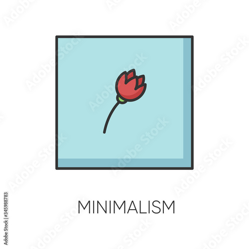 Minimalism style RGB color icon. Cultural movement. Visual art, primitivism. Flower painting. Botanical postmodern artwork. Isolated vector illustration