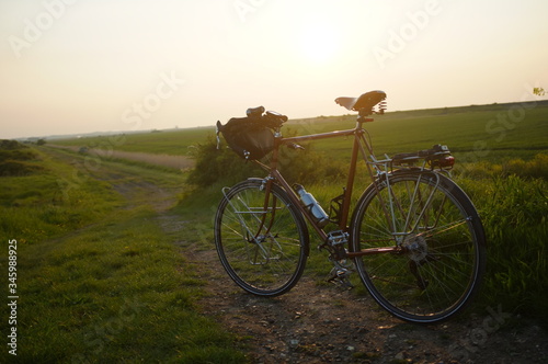 Racing bike and sunset