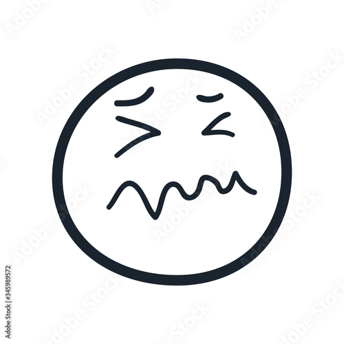 stressed emoji face line style icon vector design