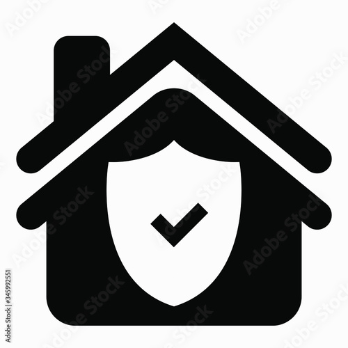 House and protection icon. Alarm illustration. Booking a home. Realtor services. Check at home. Vector icon.