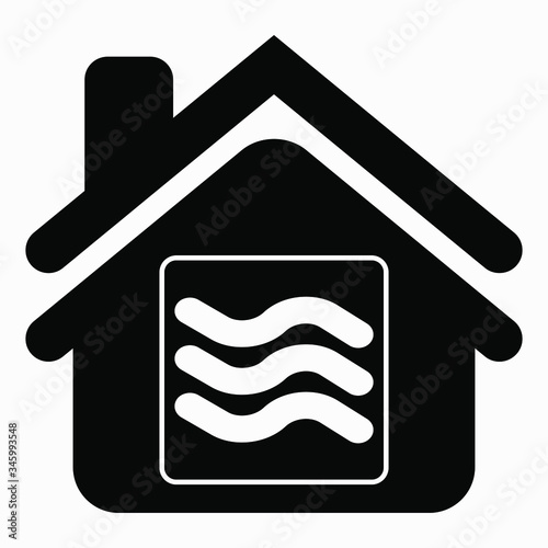 House and fan icon. Illustration of air conditioning. Icon cooling apartment or home. Vector icon.