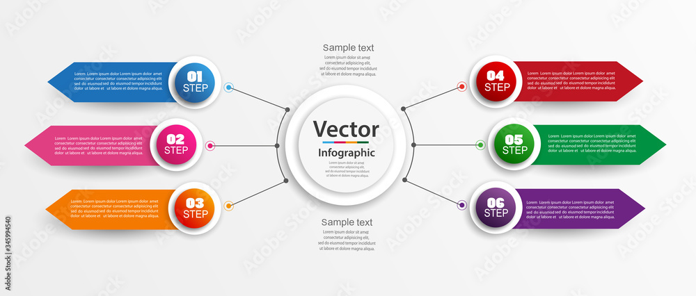 Infographic design template with 6 options, parts, steps or processes Infographic design template with 6 options, parts, steps or processes