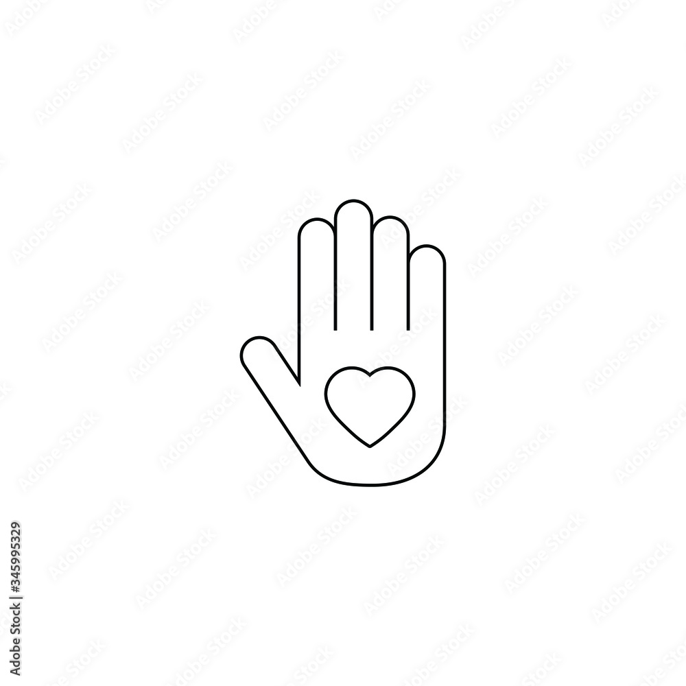 Obraz premium Hand with heart icon vector logo