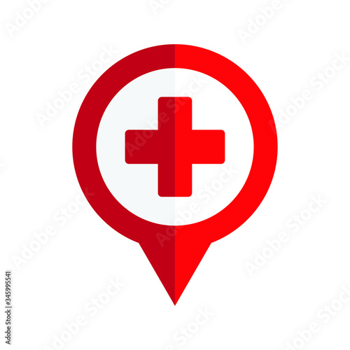 Hospital pin icon, hospital map point 