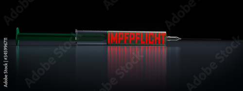 Impfpflicht, Spritze auf spiegelndem Untergrund