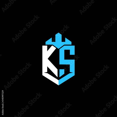 KS initials shield logo monogram designs modern templates, protection, crown, simple .