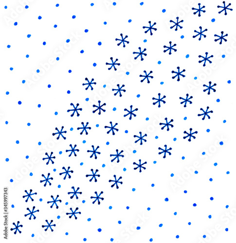 Winter graphic background with blue snowflakes