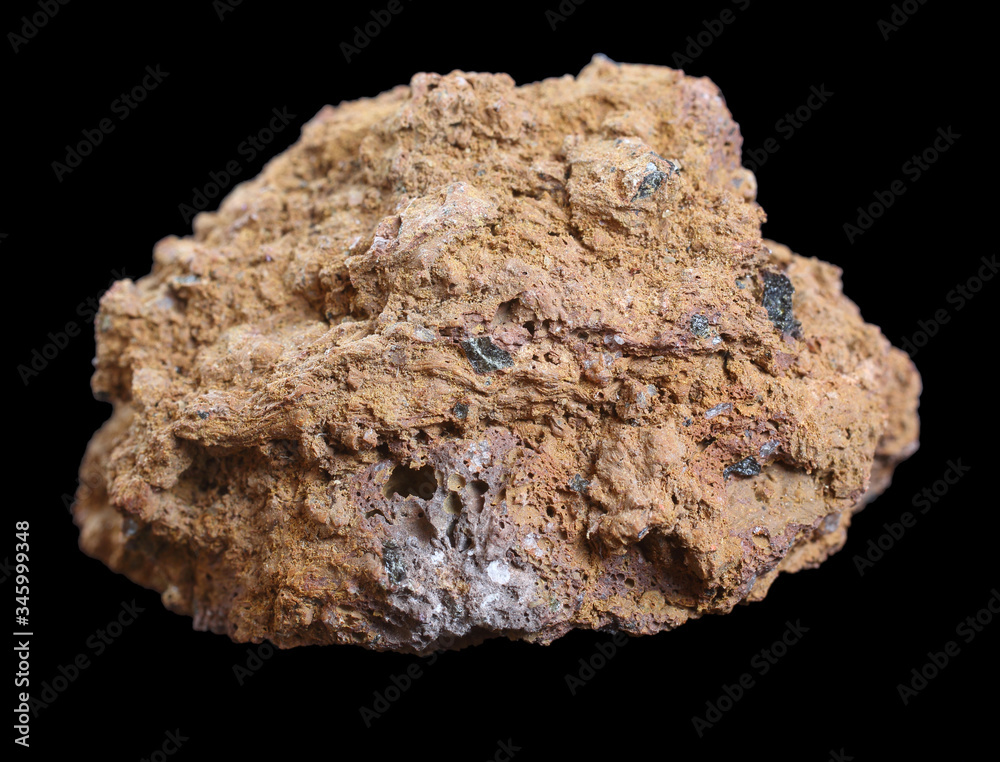 Sample of Volcanic Pink Lava isolated on black background. Mineral of volcanic origin Sample of Volcanic Pink Lava isolated on black background. Mineral of volcanic origin